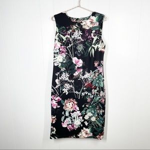 Calvin Klein Black Floral Sleeveless Sheath Dress Size 10
